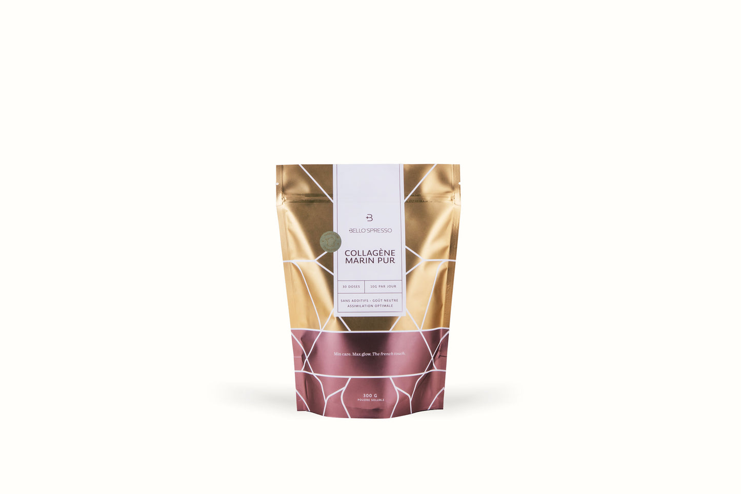 Collagene-marin-bellospresso-pur-naturel-couleur-or-rose-glow-beaute-cheveux-ongles-articulations-chic-elegant-poudre-300g